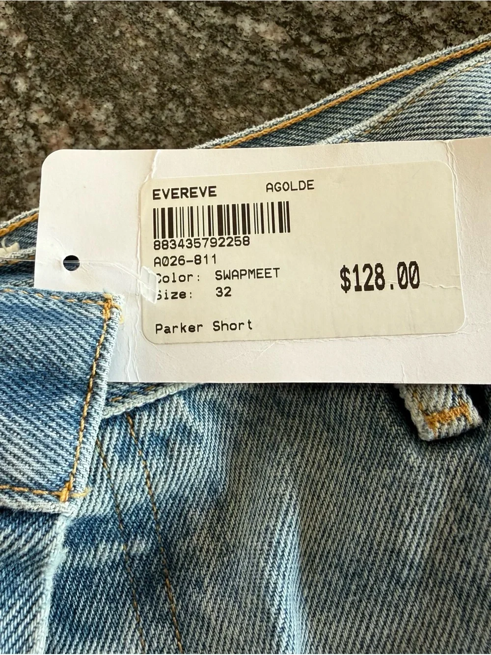 Agolde Light Blue Denim Button-Fly Jean Shorts